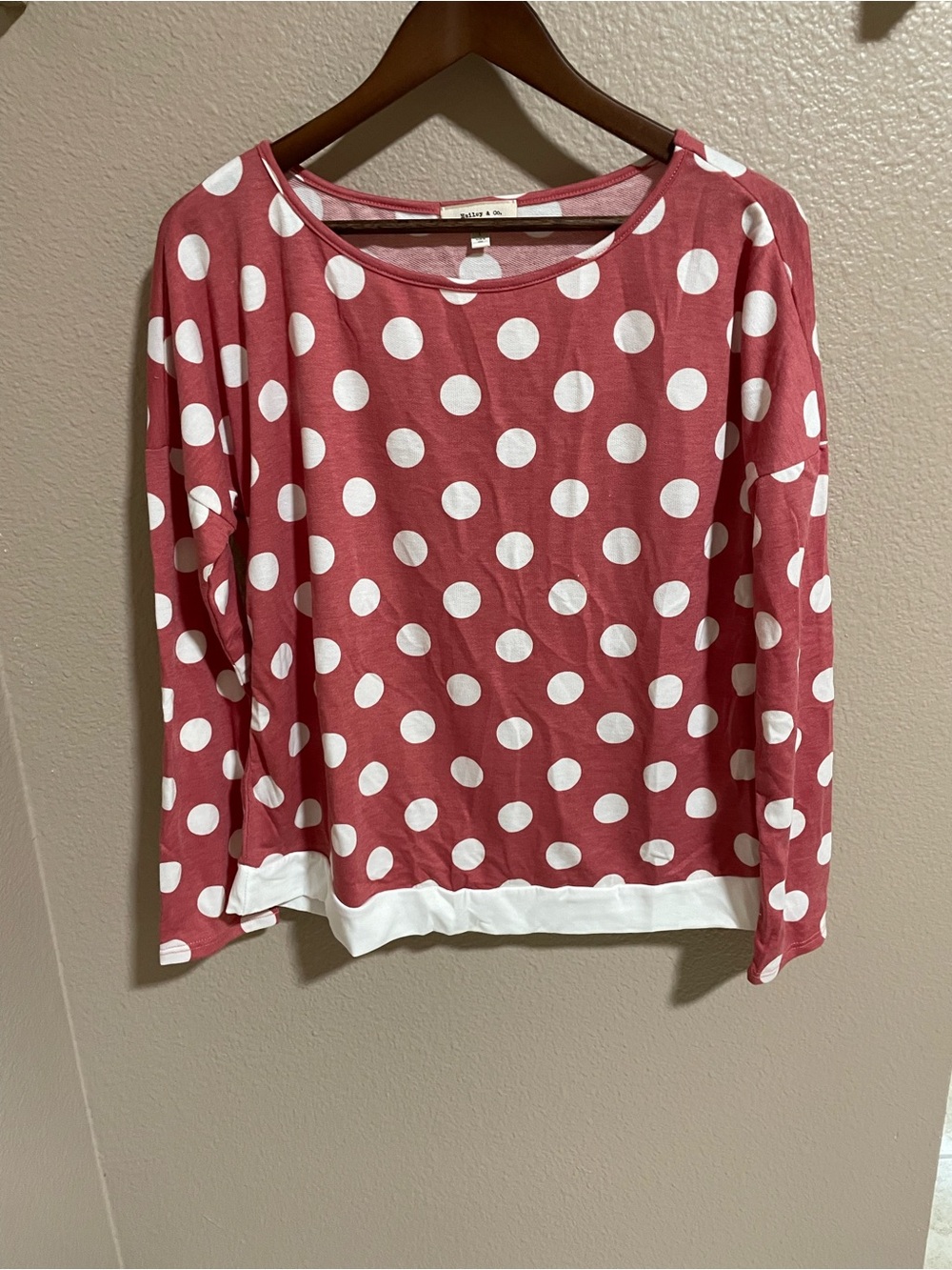 Hailey & Co. Polka Dot Long Sleeve Top - red and White